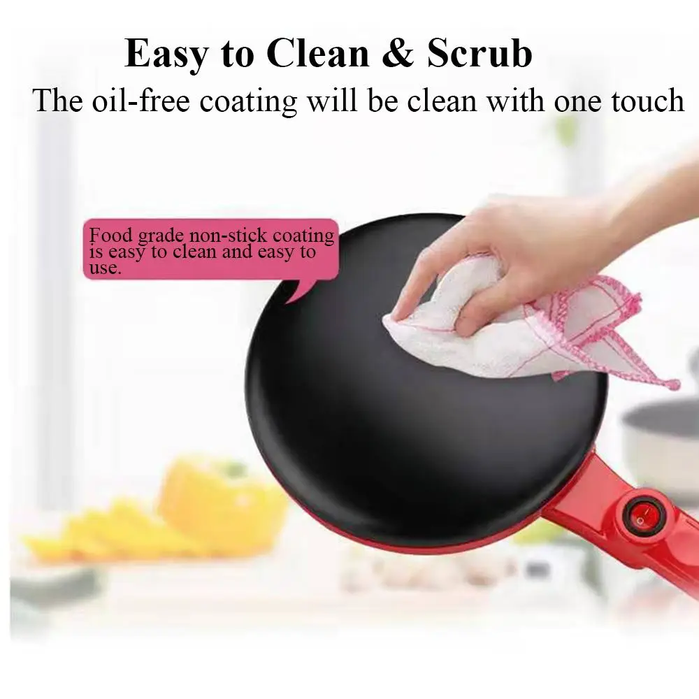 220V 600W Electric Crepe Pizza Pancake Machine Non-Stick Griddle Baking Pan Cake Machine Kitchen Cooking Tools 6