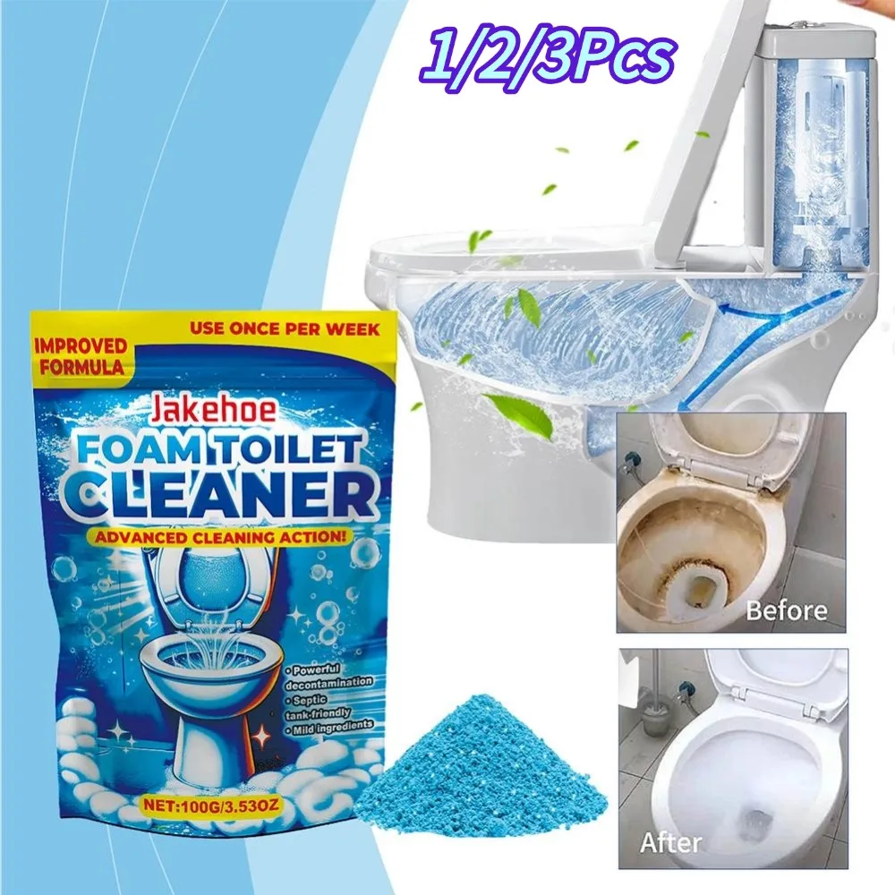 Foaming Toilet Cleaner Effortless Cleaning Odor Elimination Clear Fragrance Toilet Powder Multi-Purpose Cleaner 1/2/3Pcs