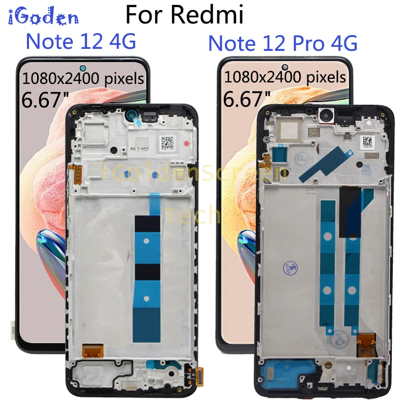 TFT LCD Touch Screen W/Frame For Xiaomi Redmi Note 12 (4G) 23028RA60L  23027RAD4I