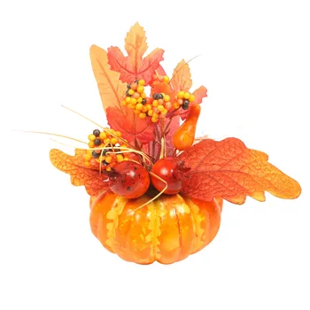 Fake Pumpkins With Artificial Flowers For Halloween House Party Thanksgiving Fall Ornaments Home Table Centerpiece Kitchen Decor 3