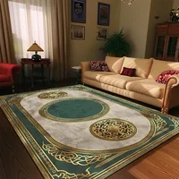 Living Room Decoration Gold Carpets European Style Retro Soft Rug Hall Sofa Side Floor Mat Room Decor Large Carpet Anti Slip 2
