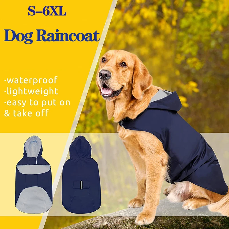 Reflective Dogs Rain Coat Dog Raincoat for Small Large Dogs Waterproof Clothes Golden Retriever Labrador Rain Cape Pet Costumes dog raincoat