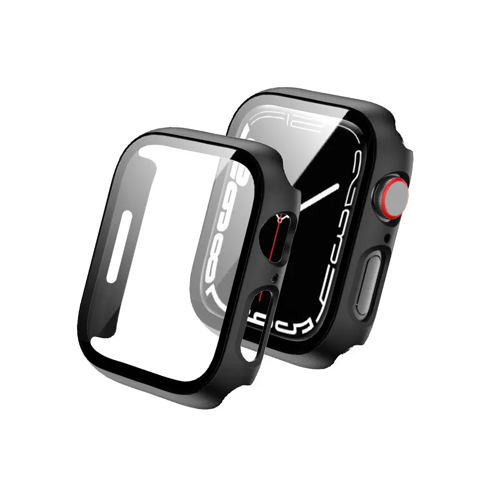 Tempered Glass+Cover For Apple Watch Case 45mm 41mm 44mm 40mm 42mm Screen Protector Apple Watch Accessories Serie 9 4 5 6 SE 7 8 apple watch screen protector