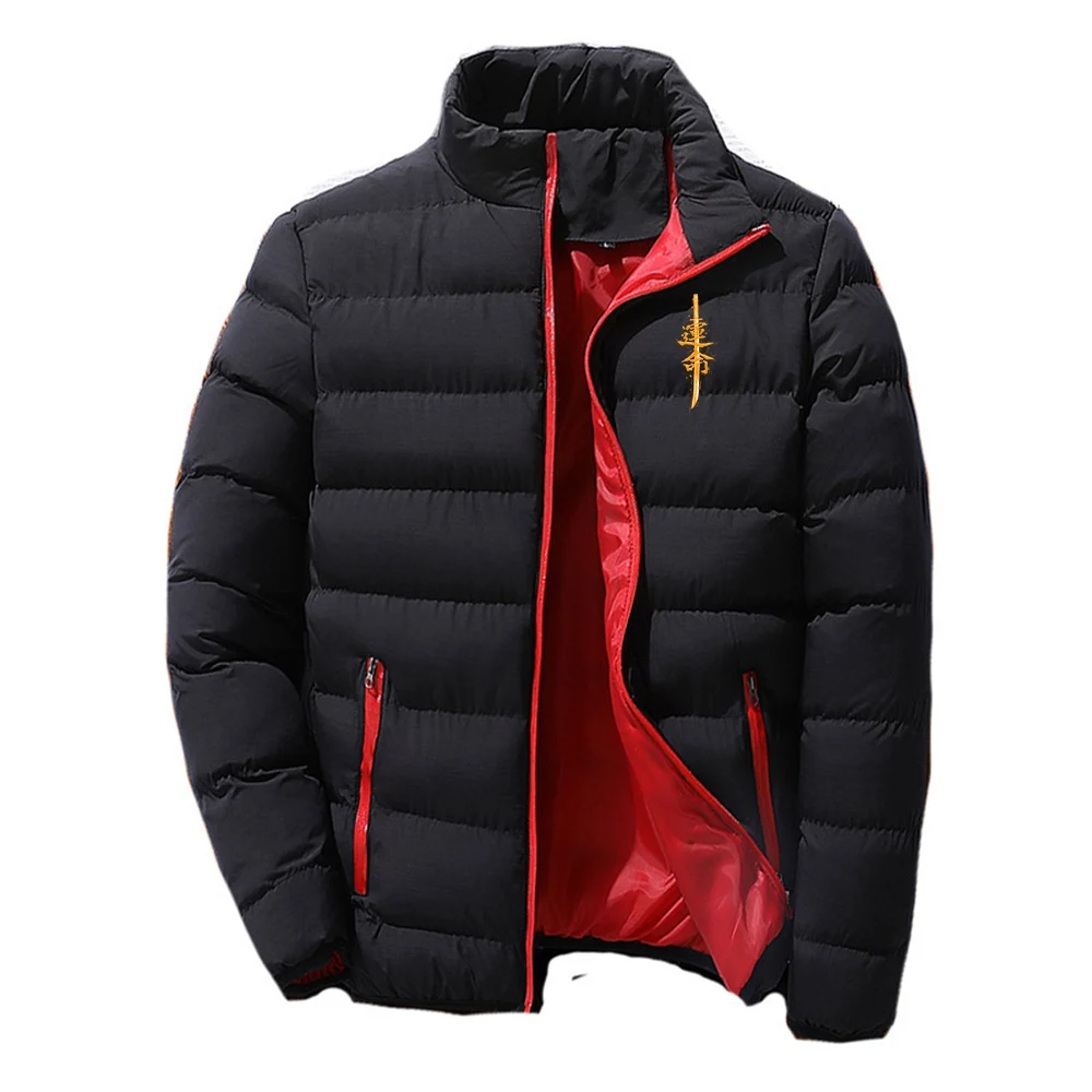 Cotton Solid Color Zipper Coat for Men Autumn Winter