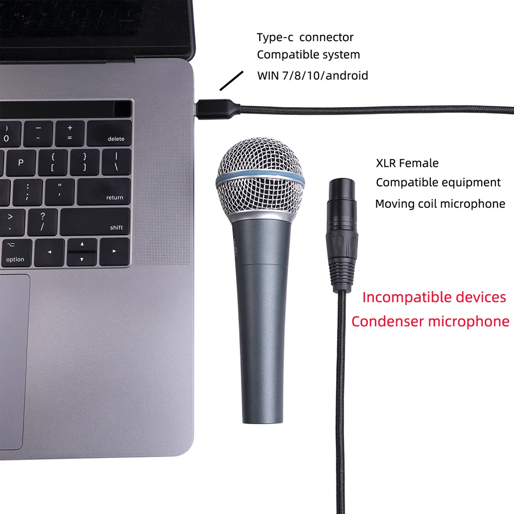 USB C Ÿ-XLR , C Ÿ -3  XLR  ũ ̺ ڵ Ŀ, ǻ   ̺ 