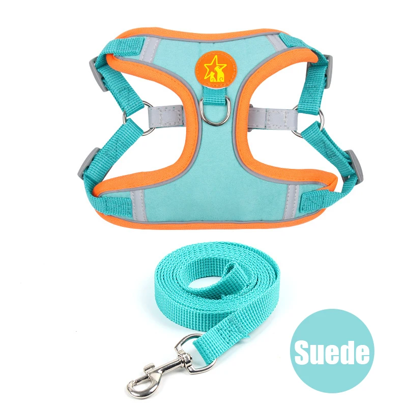 Dog Harness with Leash Set Reflective Walking Running Dogs Collars No Pull Outdoors Travel Pet Chest Strap Vest for Small Dogs 