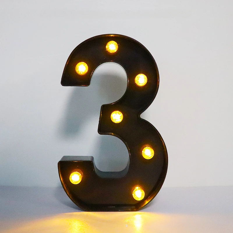 thumbnail image 1 of Letras de 22 cm con luz LED, letras del alfabeto negras, números, luz de noche, letras de Navidad para el hogar, suministros para fiestas de cumpleaños, decoración, 1 of 5