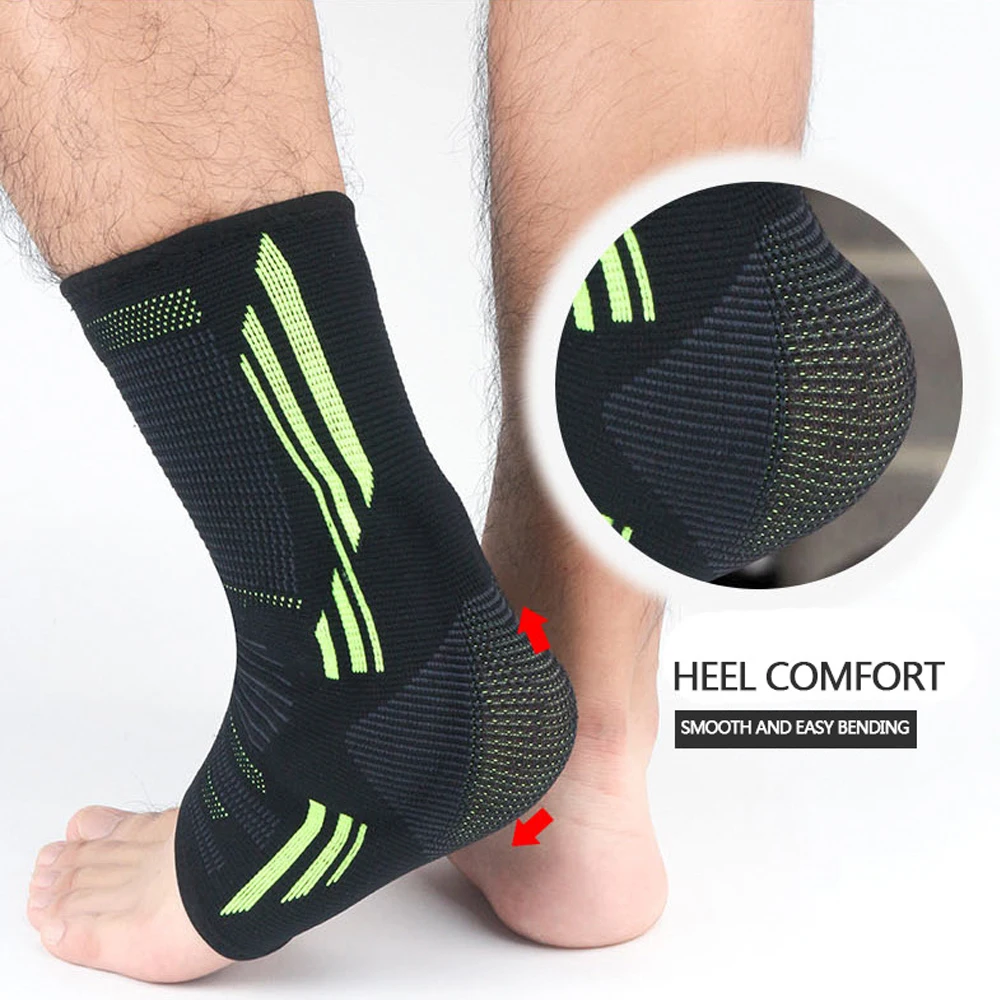 Ankle Support 1Pcs Compression Sleeve for Women/Men Ankle Brace with Silicone Gel Toeless Compression Sock for Arch & Heel Pain Relief