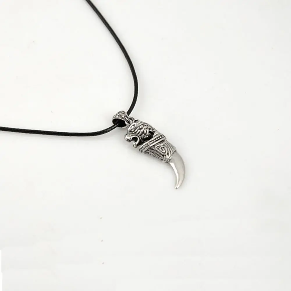 Teeth Cool Men Leather Chain Mens Gift Titanium Shape Stainless Steel Pendant Totem Wolf Tooth Necklace