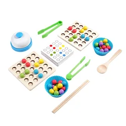 Montessori Wooden Bead Activity Set: Fine Motor Skills & Color Sorting Educational Toy (As shown)