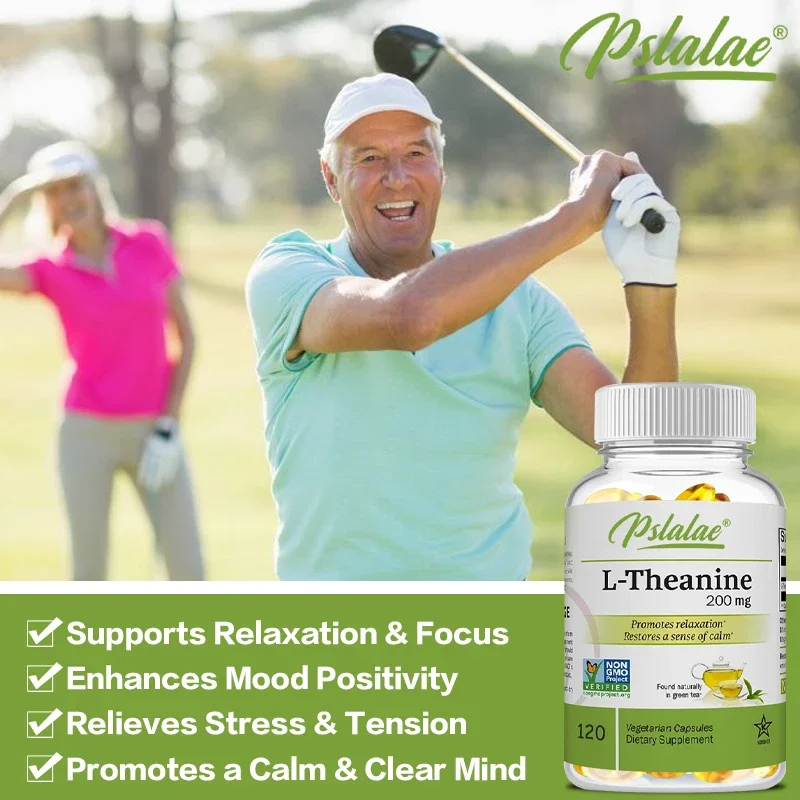 L-Theanine capsules 200 Mg 120 vegetarian supplement relieves stress supports healthy mood and improves focus