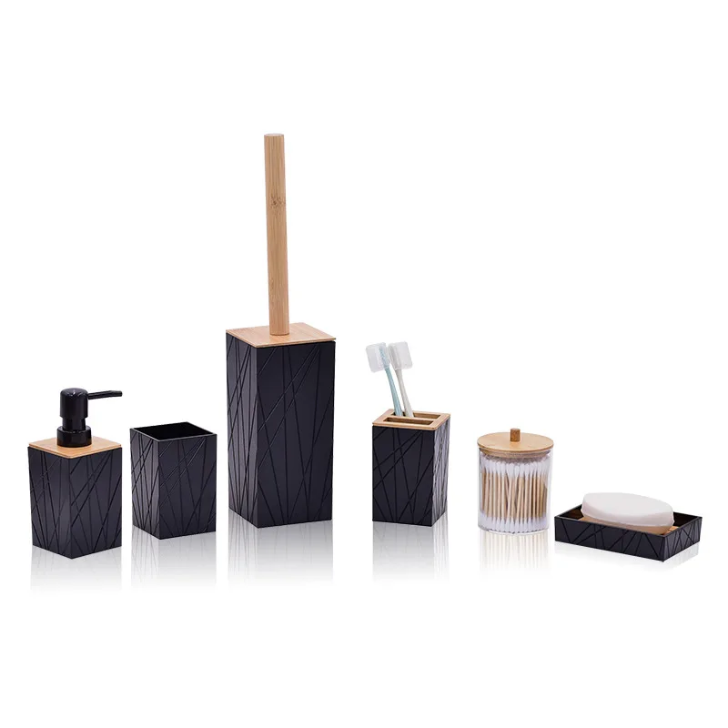 Bathroom Accessories Set Soap Dispenser Bottle Dish Washroom Toothbrush Holder Cup Suit Toilet Brush Shower Bath Organizer