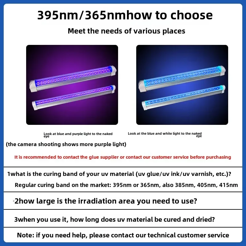 Professional UV Curing Lamp with 365NM LED UV Light for Bonding and Coating, Double Row Replacement Lamp Tube