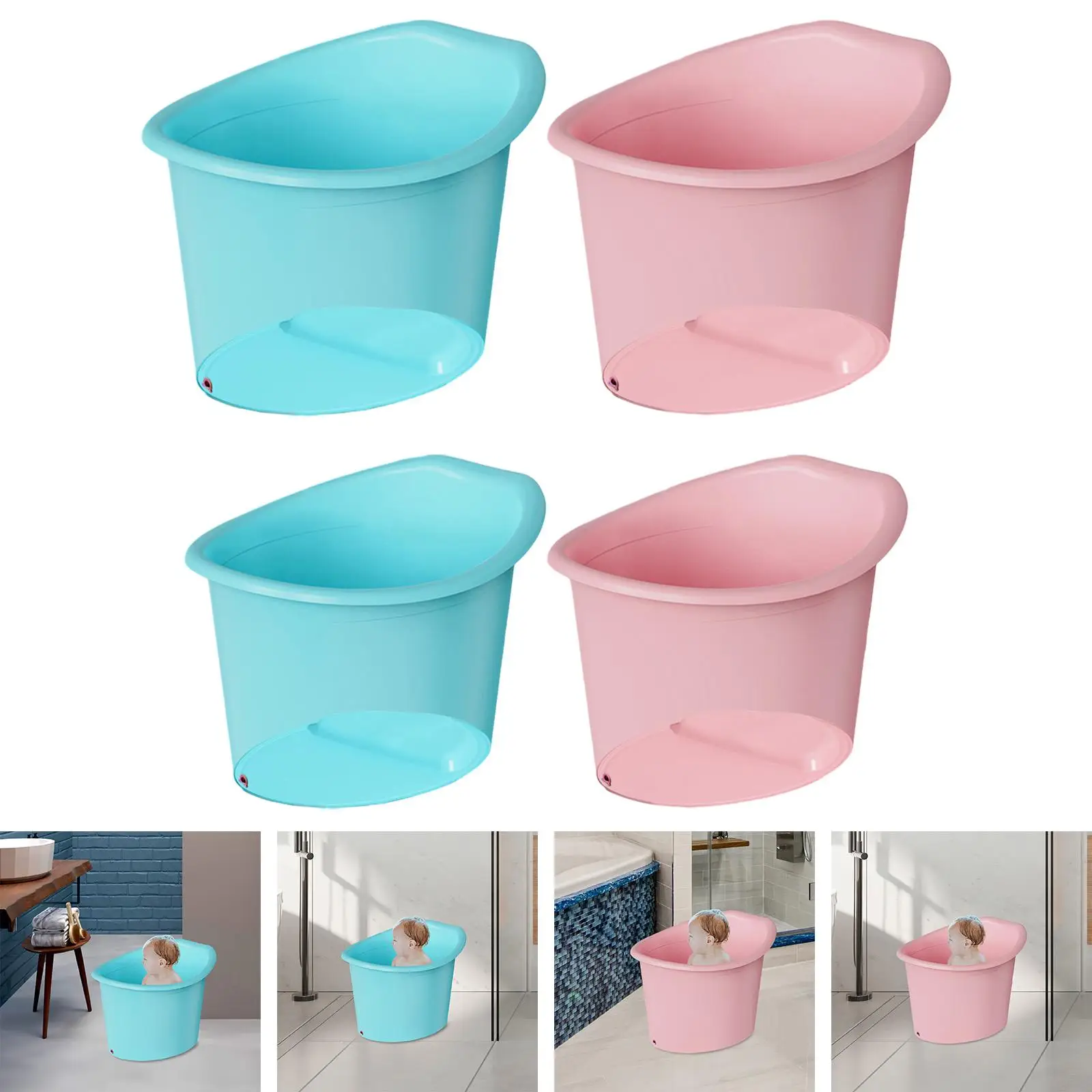 Baby Bath Tub Upright Tub Sitting up Bathing Seat Non Slip Bottom Baby Bath Bucket Infant Bathtub Baby Shower Bucket for Infants