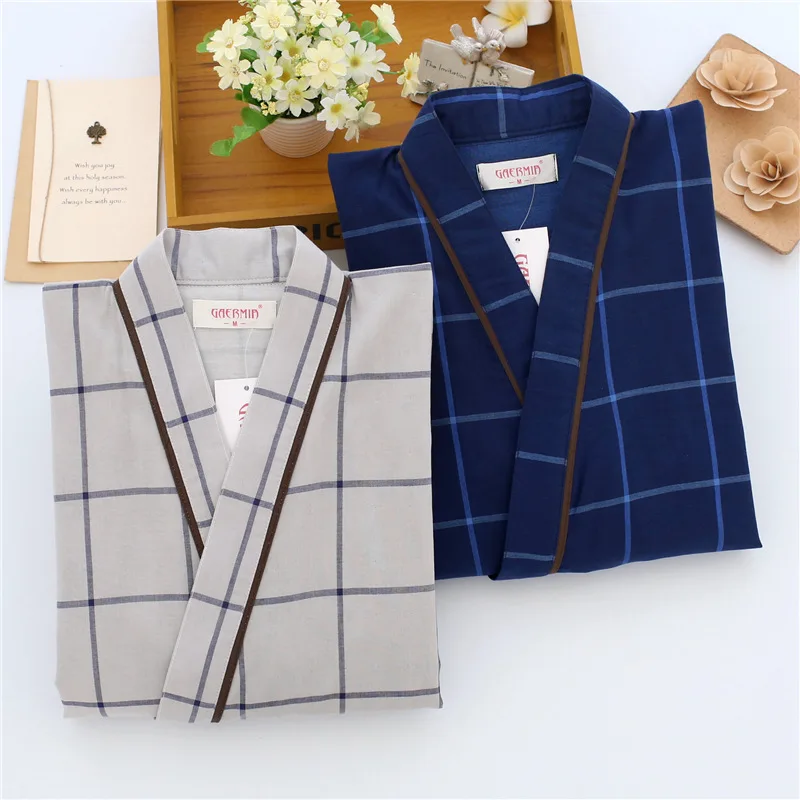Summer Men's and Women's 100% Cotton Gauze Pajamas Sets Retro V-neck Pijama Kimono Suit Couple Sleepwear Nightly Home Clothing