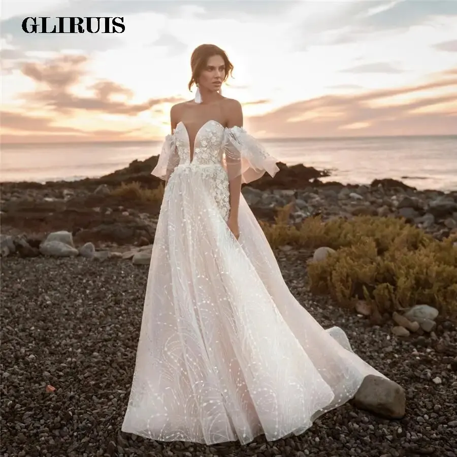 detachable-puffy-butterfly-wedding-dresses-off-the-shoulder-sleeves-sequin-deep-sweetheart-neckline-bridal-gowns