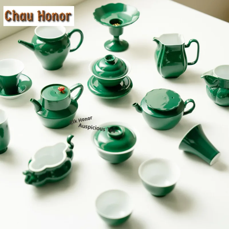 Emerald Green Ceramic Incense Holder Water Fountain Decoration Incense Burners Aromatherapy Censer Teaware Supplies Decoration