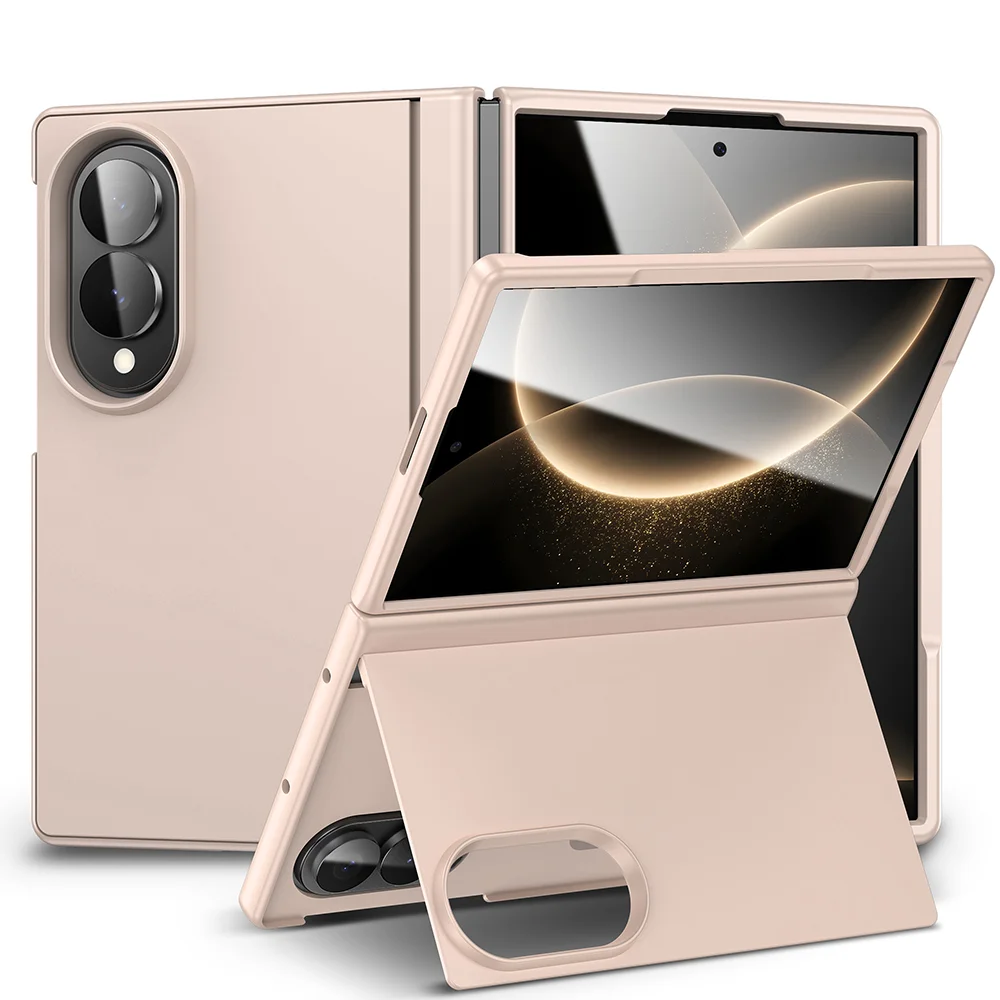 Shockproof Matte Folding Phone Case Cover with Hard PC Bracket