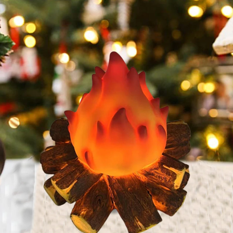 Description Picture 4 of itemFlameless Fireplace Lamp Light 3D Wood Realistic Fire LED Charcoal Flame Simulation Wooden Night Lamps for Home Festival Decor