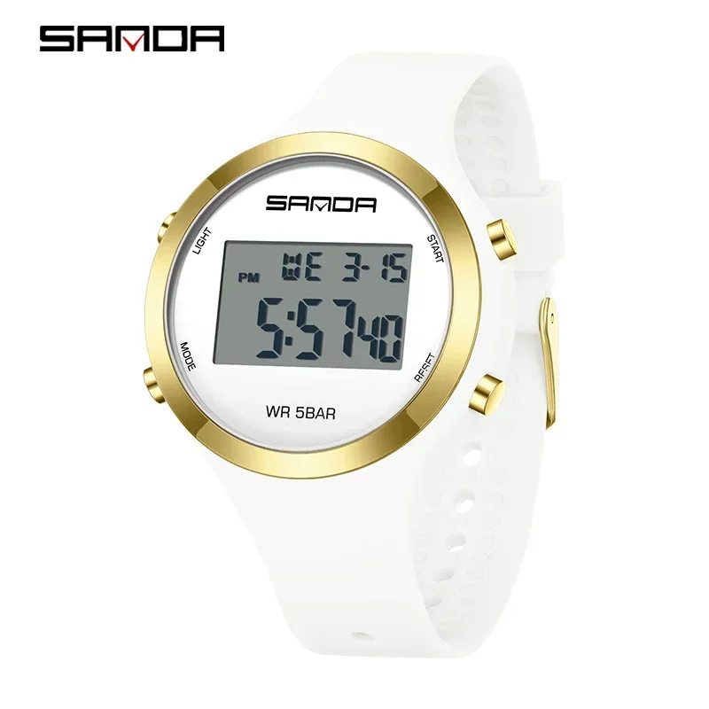 SANDA 2147 Montre numérique élégante et étanche pour femmes, chronographe LED, montre-bracelet de sport pour femmes, cadeau pour garçons et filles_voghion.com