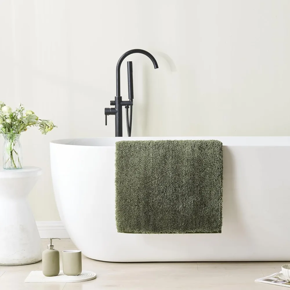 Upgraded Shaggy Bath mat for Bathroom Non Slip 15.7" X 23.6", Super Soft Quick Dry Bath Rugs, Fluffy Plush Bathroom Rugs Machin