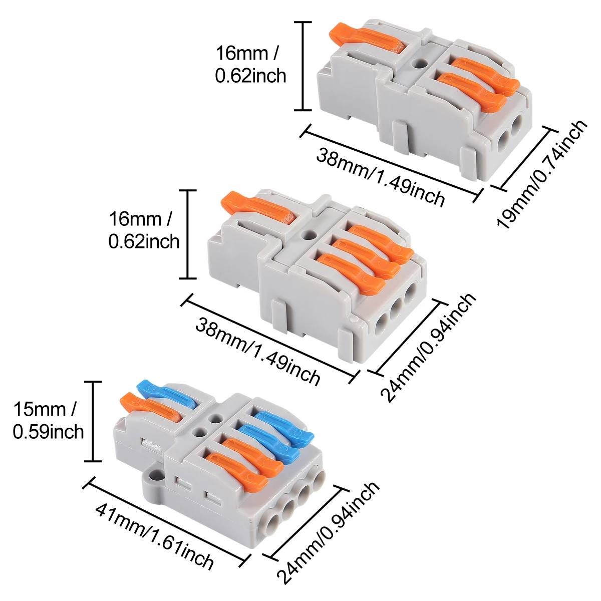 Description Picture 4 of item1 in Multiple out Quick Wiring Connector Universal Splitter Wiring Cable Push-in Can Combined Butt Home Terminal Block SPL 222