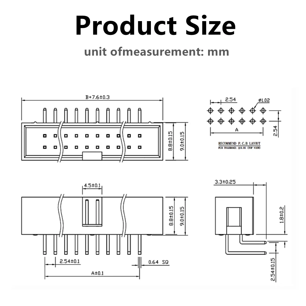 10/50pcs DIP 2.54mm 6P 8P 10 12P 18P 20P 24P 34P 40P 64pin MALE SOCKET Bent needle idc box headers PCB CONNECTOR DOUBLE ROW DC3