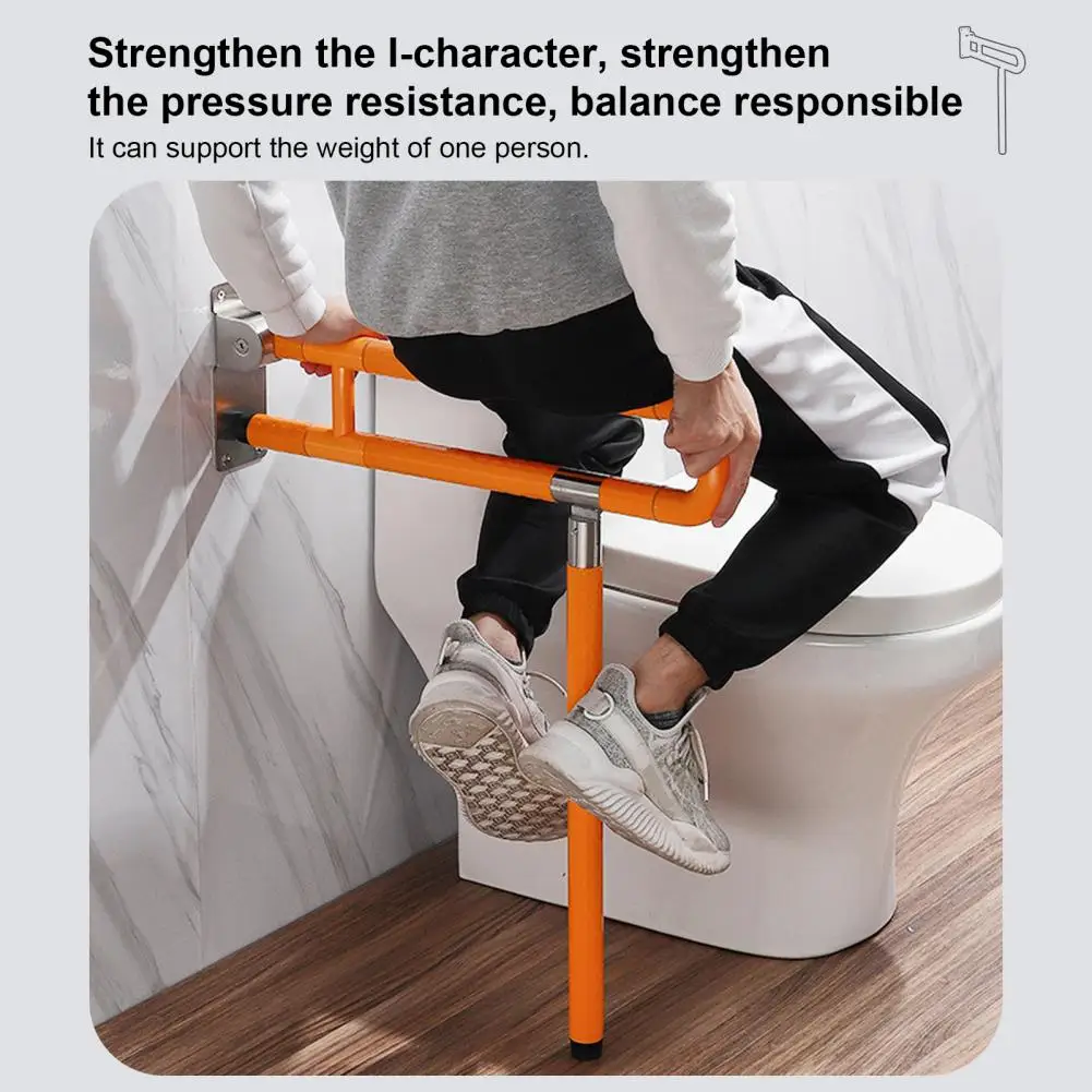 24.4 Inch Handicap Grab Bars, Foldable Toilet Grab, Flip-Up Toilet Safety Rail, Foldable Grab Bar With Particle Texture