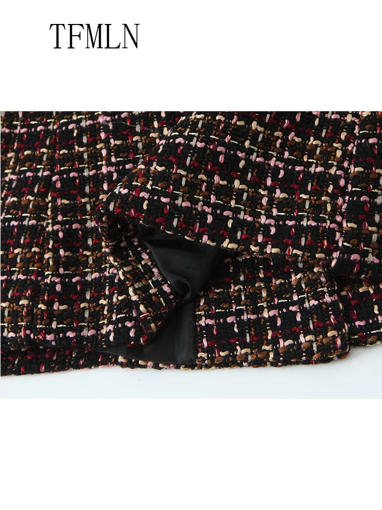 Fashion Women Sleeveless Tweed Texture Vest Casual Slim Waistcoat Women Button Pockets With Belt Chic Top Single Breasted Coats