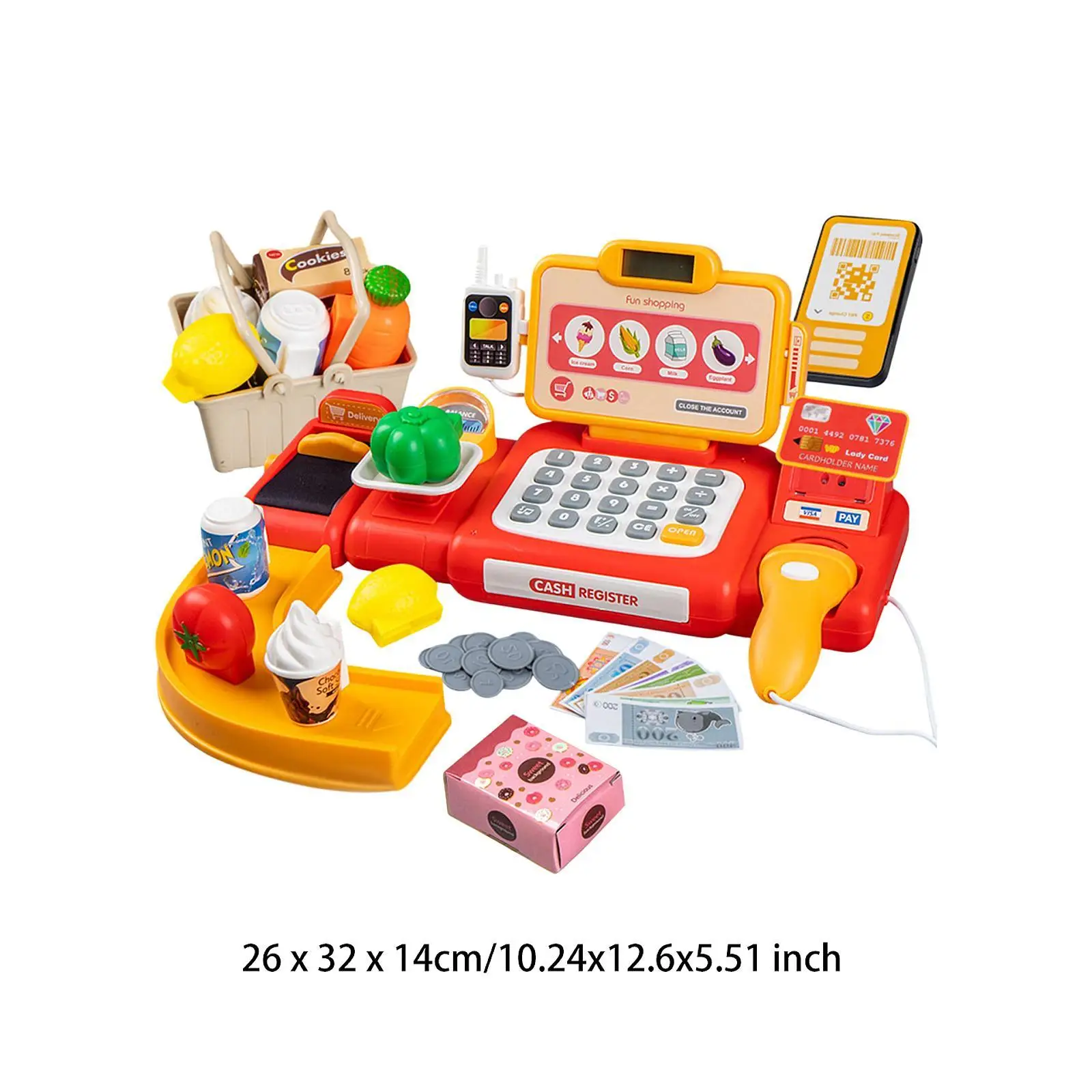 Kid Money Register Toy with Card Scanner Pretend Play Calculator Register Toys for Toddlers 3 + Years Old Girls Boys Baby Gifts 6