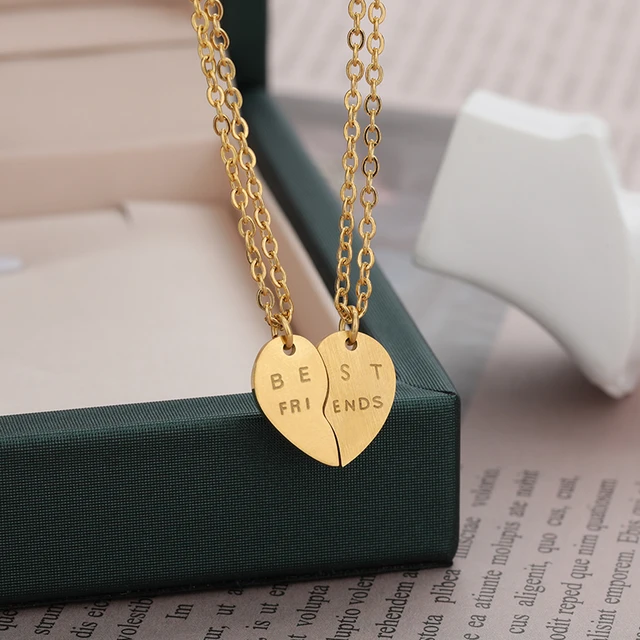 2pcs Magnetic Couples Matching Necklaces, Split Love Heart Pendant  Personalized For Best Friend Necklace