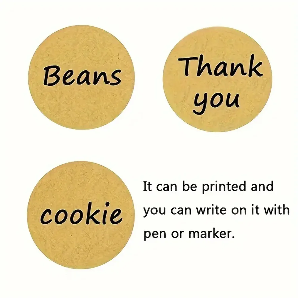 500pcs/Roll Kraft Paper Stickers Packaging DIY Crafts Organizing Jars Round Adhesive Labels for Beading Jewelry Making Gift Wrap