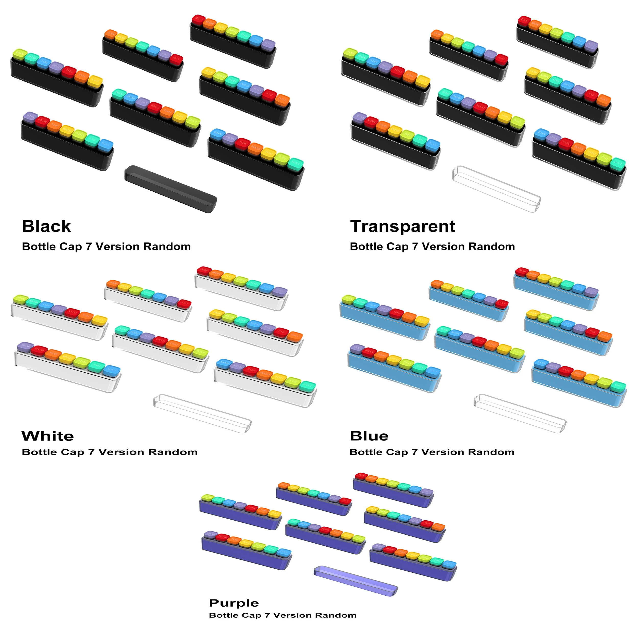 Compact Pill Organizer Travel Case | Detachable Daily Dispenser with Color-Coded Compartments