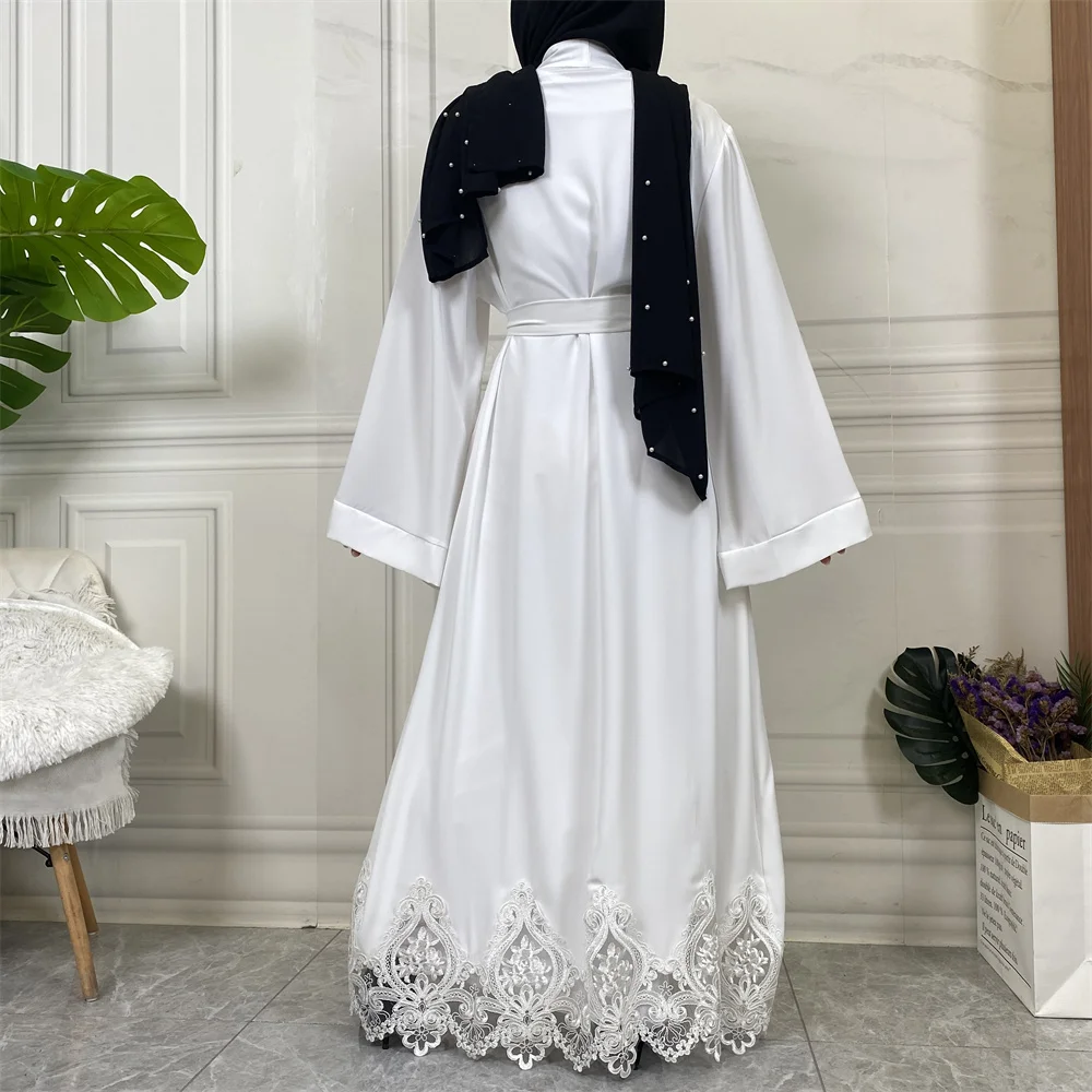 New Muslim Abaya Turkey Dresses For Women Islam  With Lace Cutouts Design Robe Moroccan Wedding Caftan Veiling Clothing Ramadan