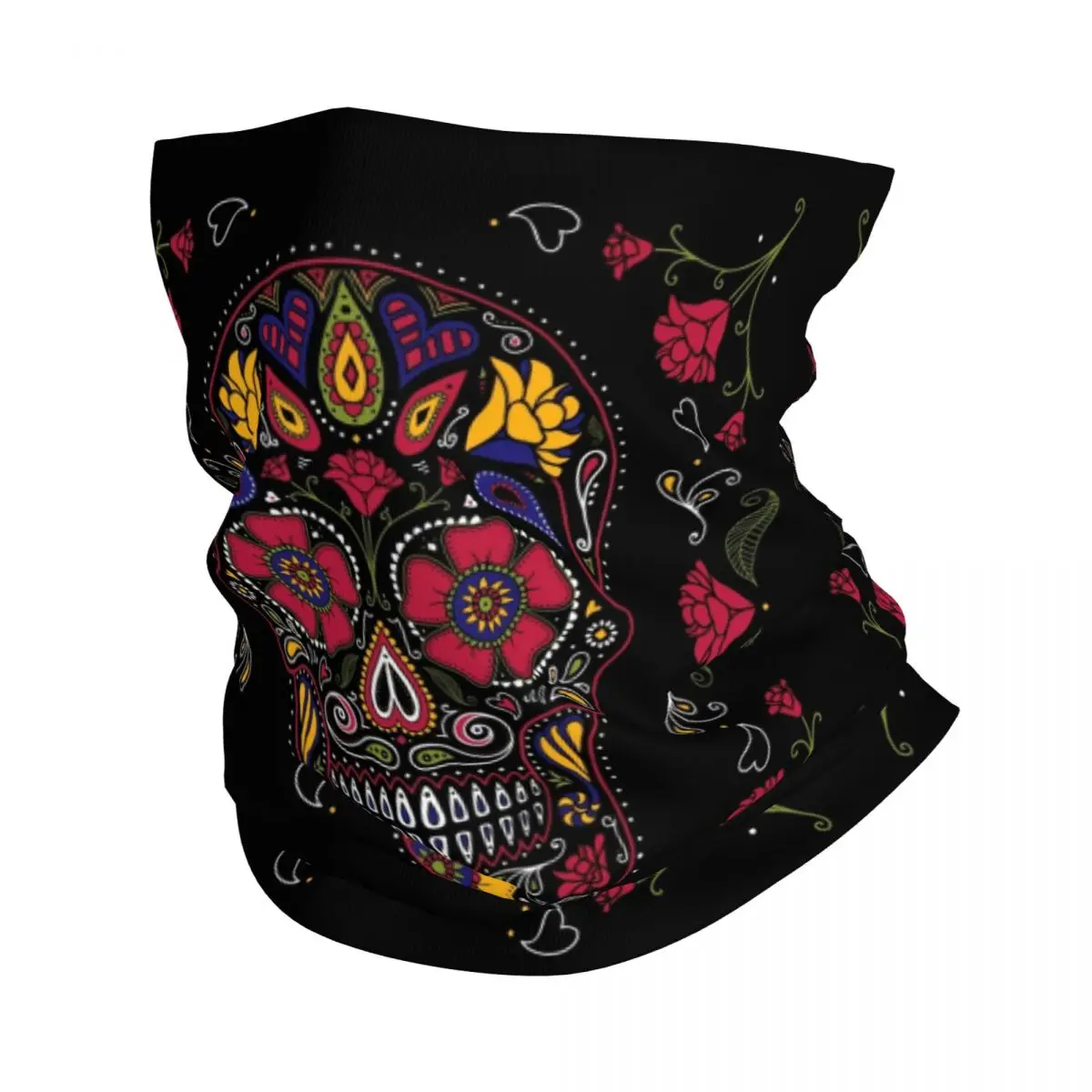 

Day Of The Dead Sugar Skull Dark Bandana Neck Gaiter Printed Balaclavas Face Mask Scarf Multi-use Cycling Riding Unisex Adult