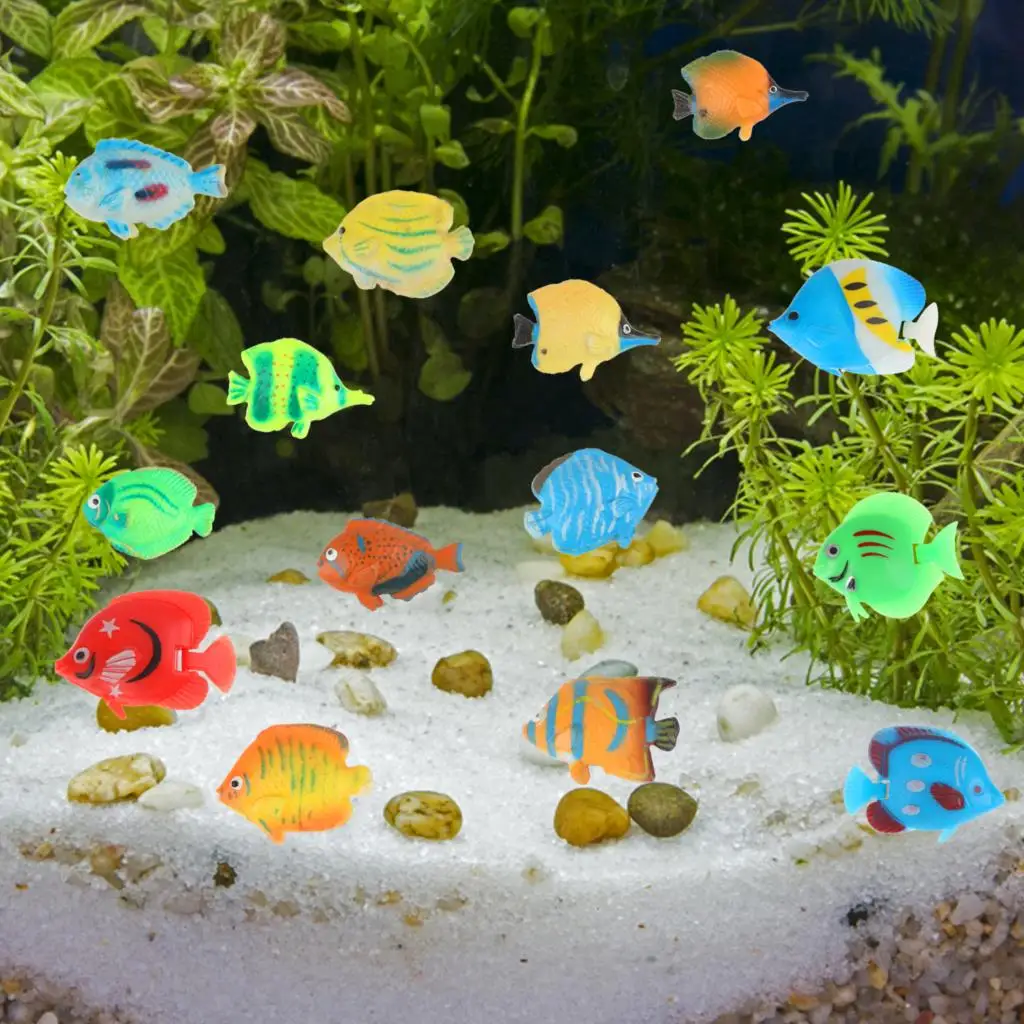 20Pcs Tropical Fish Figure Play Set with Plastic Fish Toys Fake Small Plastic Fish Assorted Fishes Baby Bath Toy 4