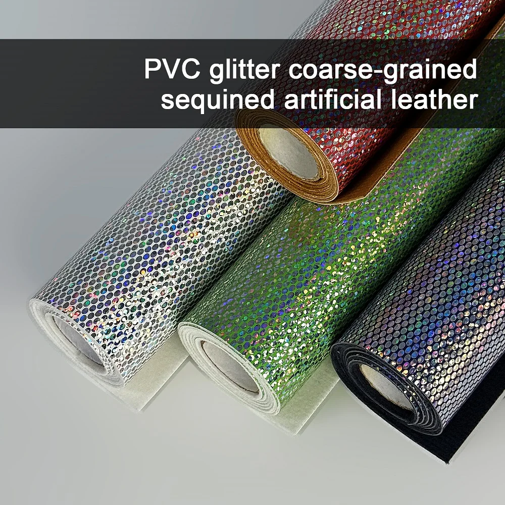 30x66cm 반짝이 스팽글 PVC 가죽 롤 무지개빛 거친 질감의 글리터 비닐 파..