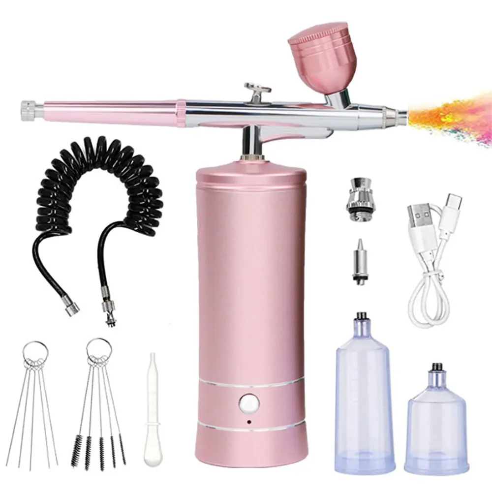 Dual Action Airbrush Cordless Rechargable Spray Paint System Kit Craft Nail  Art