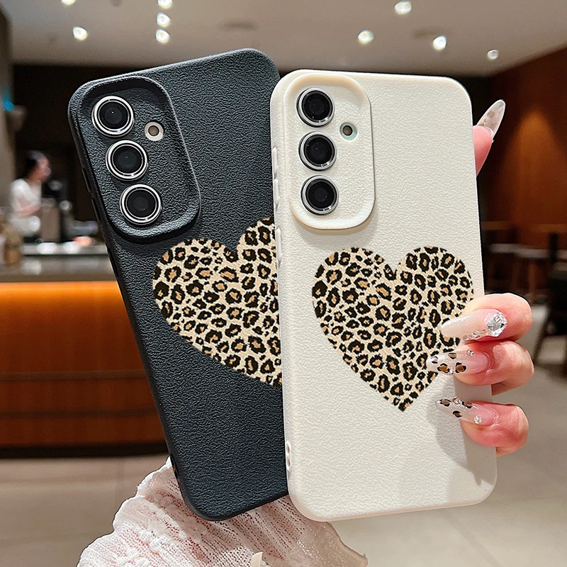 Leopard Print Heart Silicone Phone Case Cover