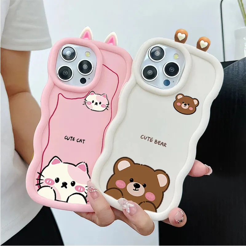 Soft Cute 3D Animal Eyes and Ears TPU Phone Case Cover