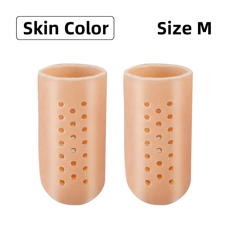 RHBJ 2Pcs Beige Toe Protector Silicone Gel Cover Cap Pain Relief Preventing Blisters Corns Nail Tools Foot Care Toe Separators