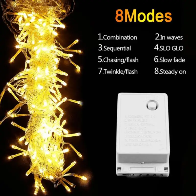 

8 Mode Oliday Outdoor Lamp Garland For Christmas Tree Wedding Party Stair Curtain Decor Garland Light Lamp Portable Waterproof