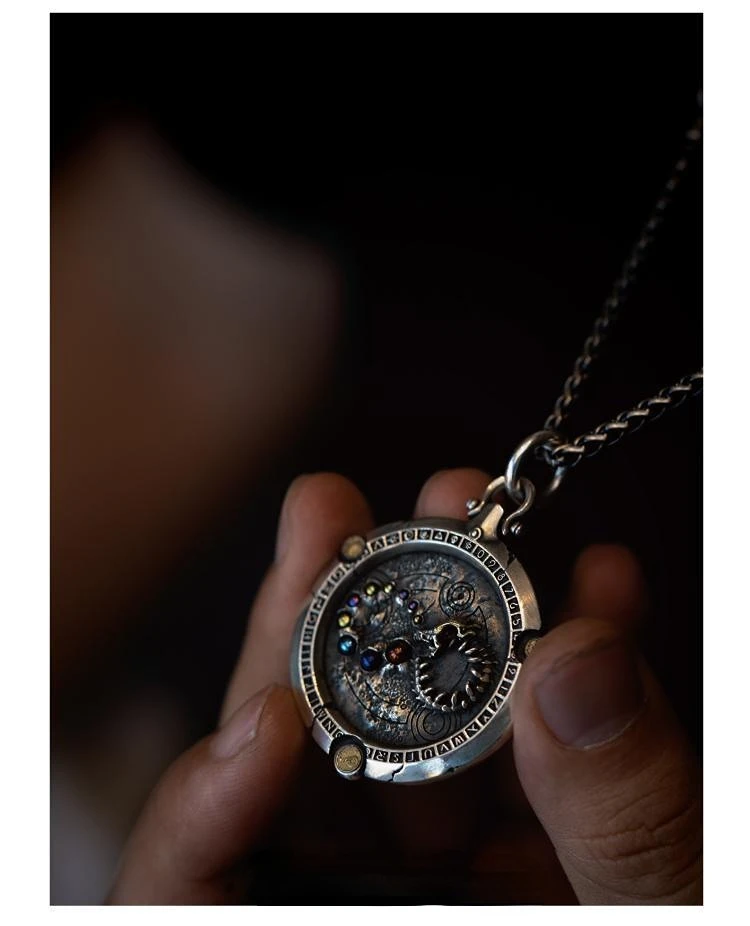 Vintage Fashion Personality Cosmic Planet Necklace Unisex Hip-hop Punk Long Pendant Banquet Jewelry Accessories Gift