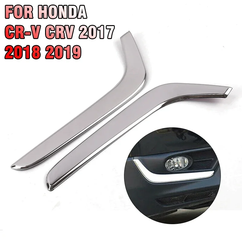 

2Pcs Chrome Front Fog Light Cover for Honda CR-V CRV 2017 2018 2019 Molding Trim Chromium Styling Stickers Exterior Parts