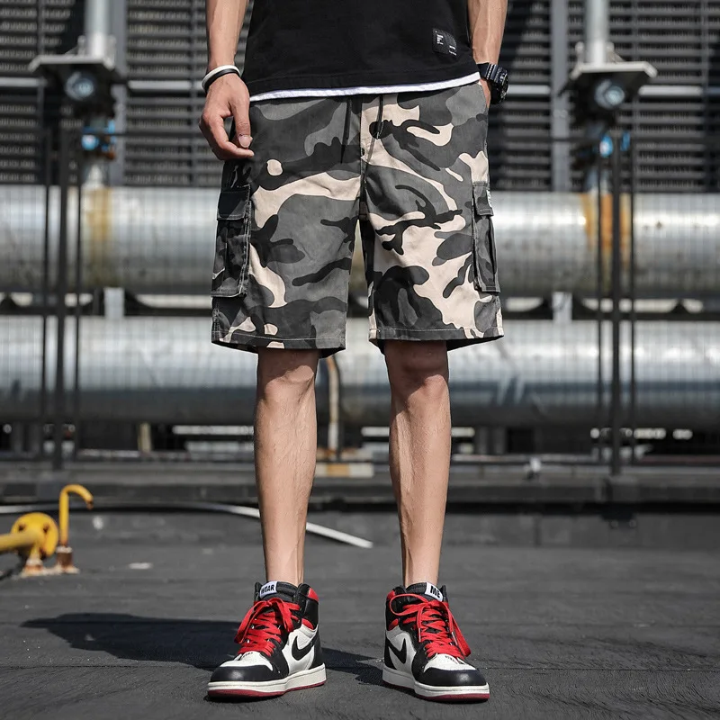 Summer Men's Fashion Thin Pure Cotton Sports Casual Capris Outdoor Oversized Camouflage Workwear Pants Loose Beach Shorts