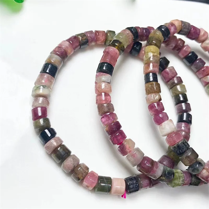 Natural Tourmaline Bucket Bracelet Fashion Healing Personalized For Men Women Gemstone Jewelry Lovers Gift 1pcs 6x4mm