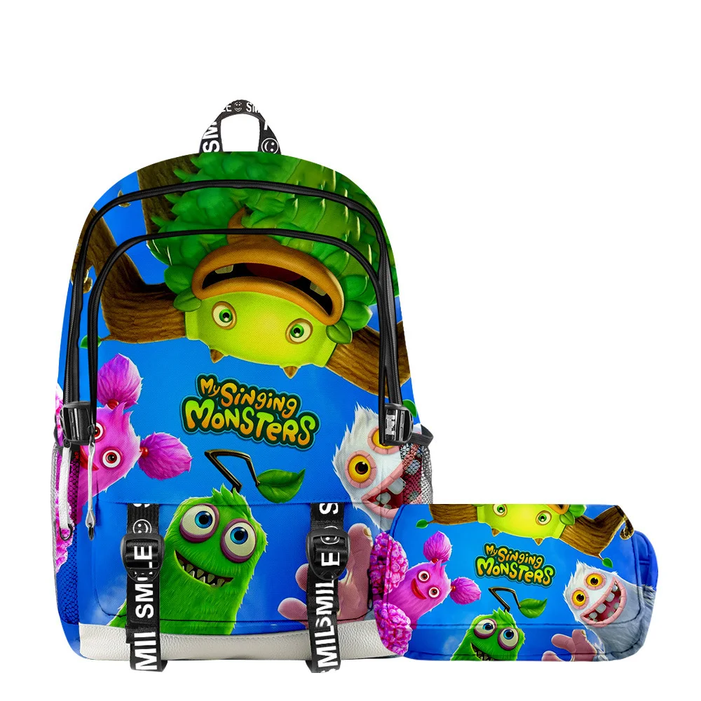 

New My Singing Monsters Backpack Monster Concert Backpack Double Pen Bag 2pcs Cartoon Kids Bagpack Oxford Wear Resistant Mochila