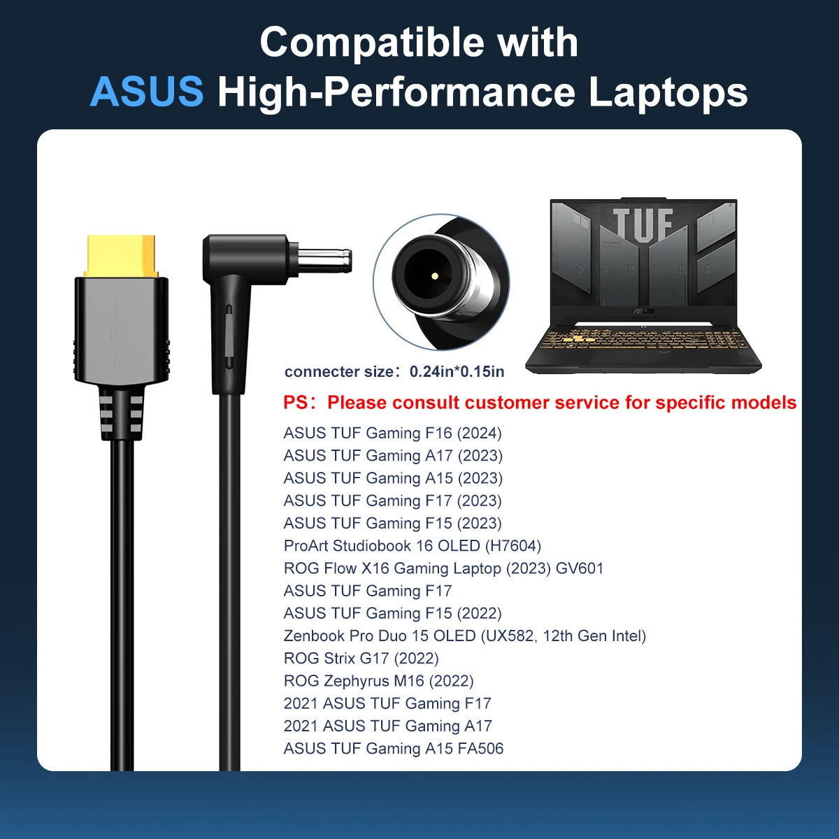 260W GaN 충전기 (아수스 ROG Zephyrus G14 G15 M16 Strix Scar 15 17 TUF Gaming A15 F15 FX507 어댑터 ADP-240EB B 20V 전원 240W)