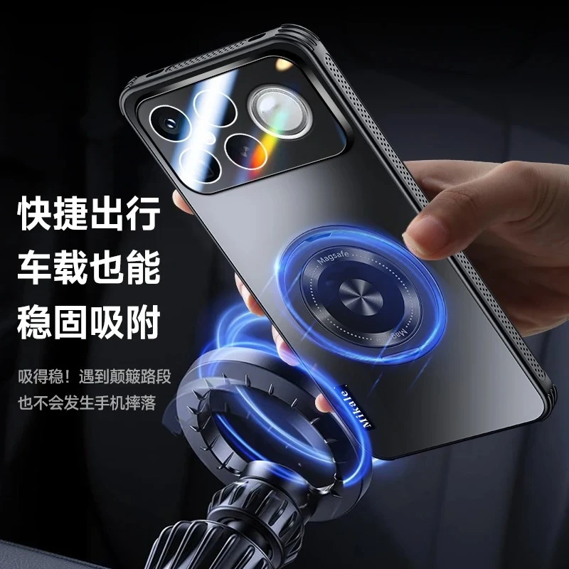 Magnetic Lens Camera Ring Holder Hard Matte Phone Case with Magsafe Bracket