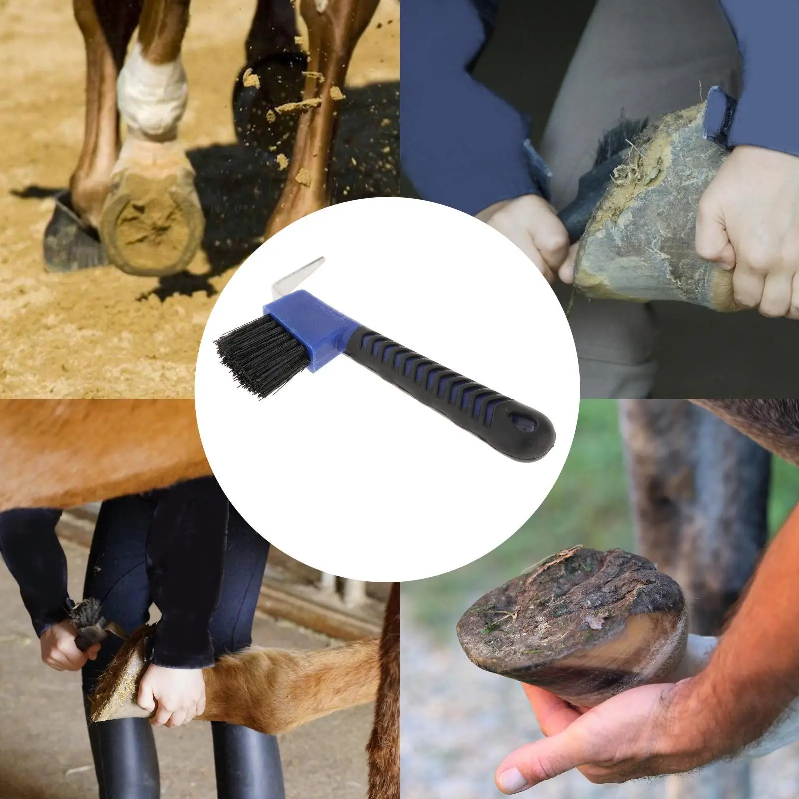Horse Hoof Brush Hoofpick Brush Cleaning Brushing Grooming Tool Soft Grip Equestrian Equipment for Work Boots Supplies 3